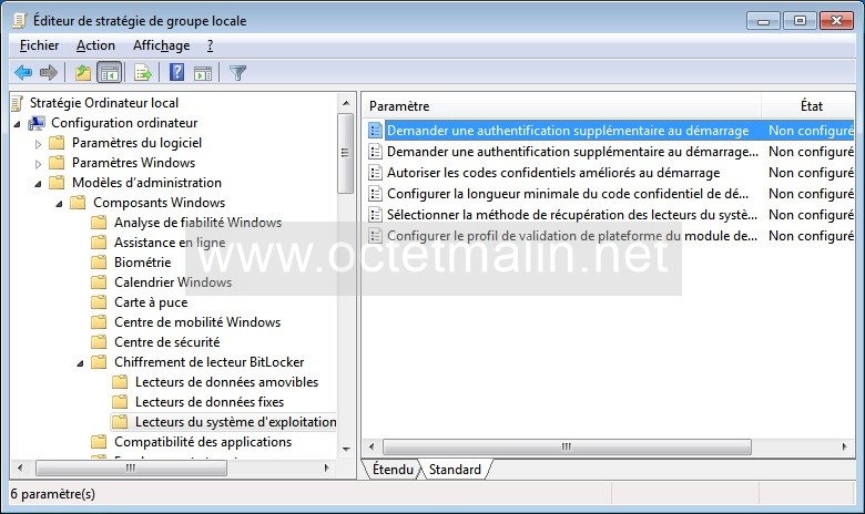 Bitlocker - Activer le code confidentiel au démarrage de Windows ...